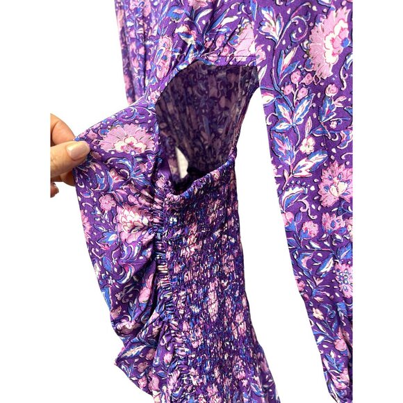 Maje Floral Ruched Cut Out Mini Dress Size 40 Large NWT - Picture 6 of 11